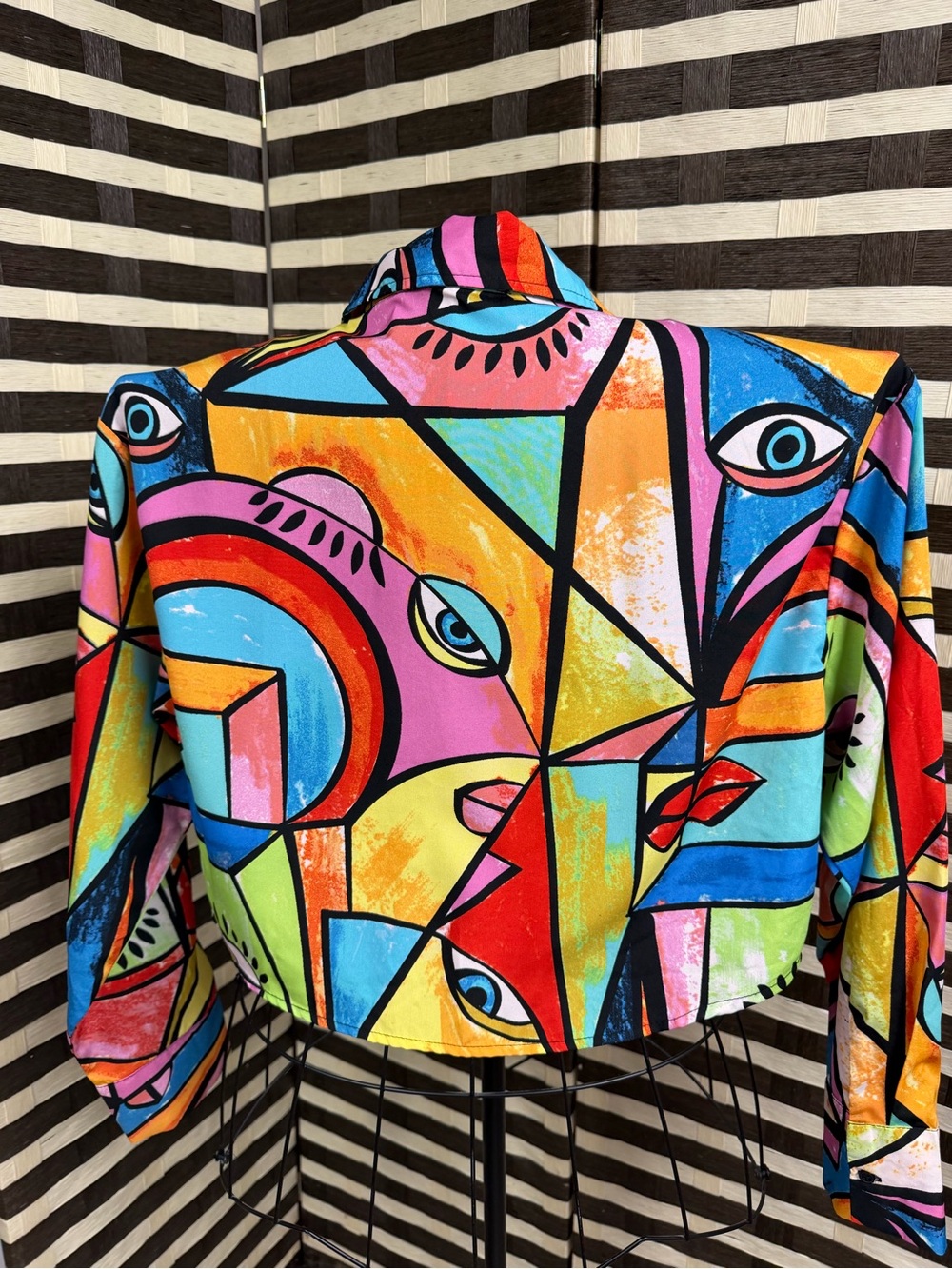Anthropology Live 4 Truth Womens Large Cropped Tropical Blouse Bohemian Abstract - Picture 4 of 12